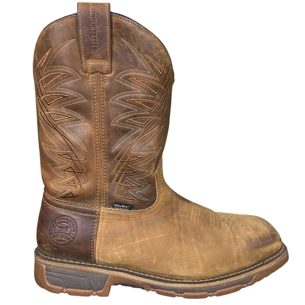 Irish Setter Red Wing Marshall Waterproof Brown Cowboy Work Boots Size 12 E2